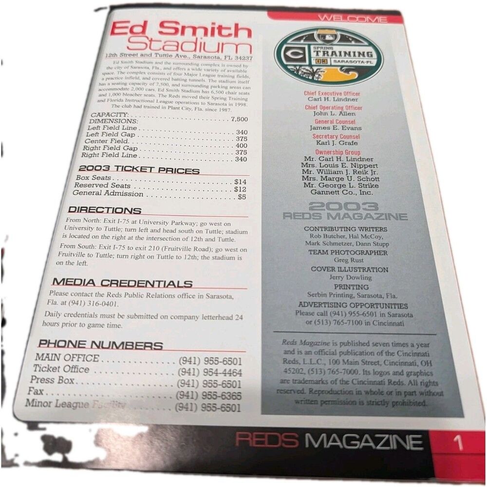 Cincinnati Reds Mag 2003 Spring Training Issue 090220 - Picture 6 of 6